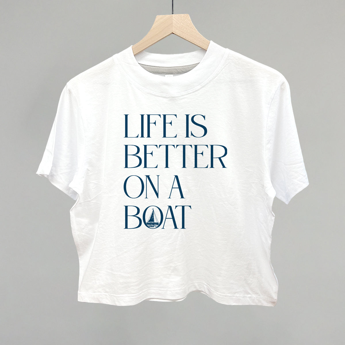 Life Is Better On A Boat graphic boxy tee in White