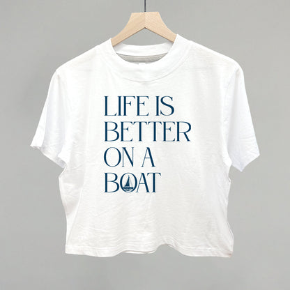 Life Is Better On A Boat graphic boxy tee in White