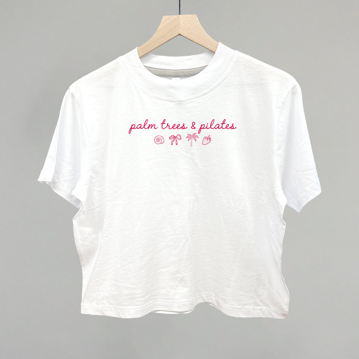Palm Trees & Pilates (Pink) Funny Boxy T-Shirt in White – Ivy + Cloth