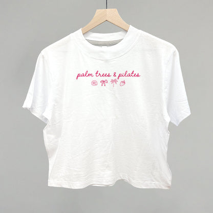 Palm Trees & Pilates (Pink) Funny Boxy T-Shirt in White – Ivy + Cloth