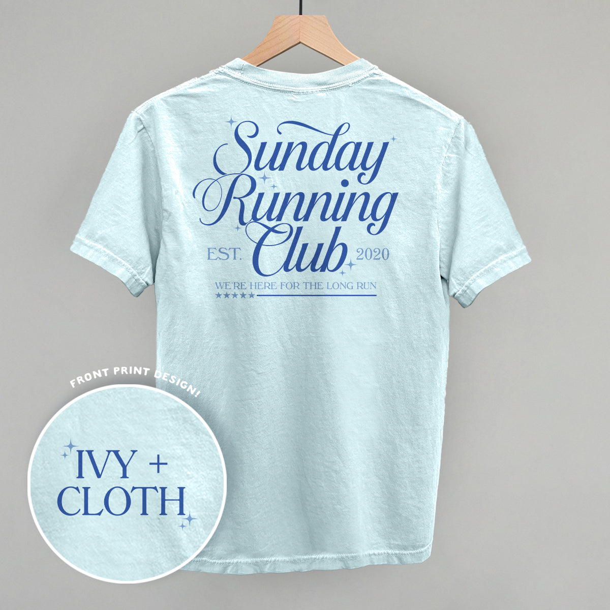 Sunday Running Club graphic top in Chambray