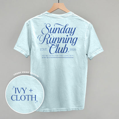 Sunday Running Club graphic top in Chambray