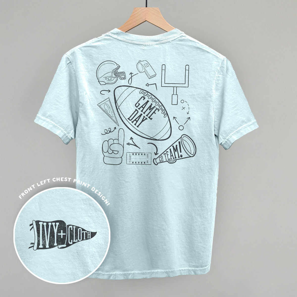 Game Day Football graphic top in Chambray