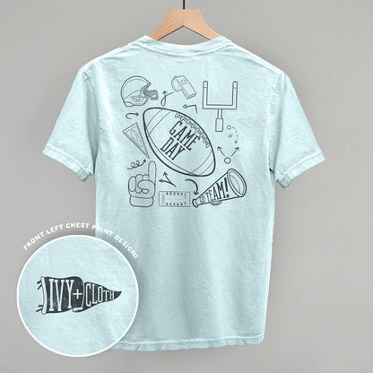 Game Day Football graphic top in Chambray
