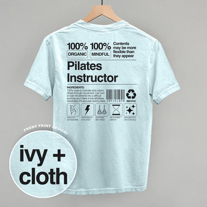 Pilates Instructor Nutrition Facts (Back Print) Funny Comfort Colors T-Shirt in Chambray – Ivy + Cloth