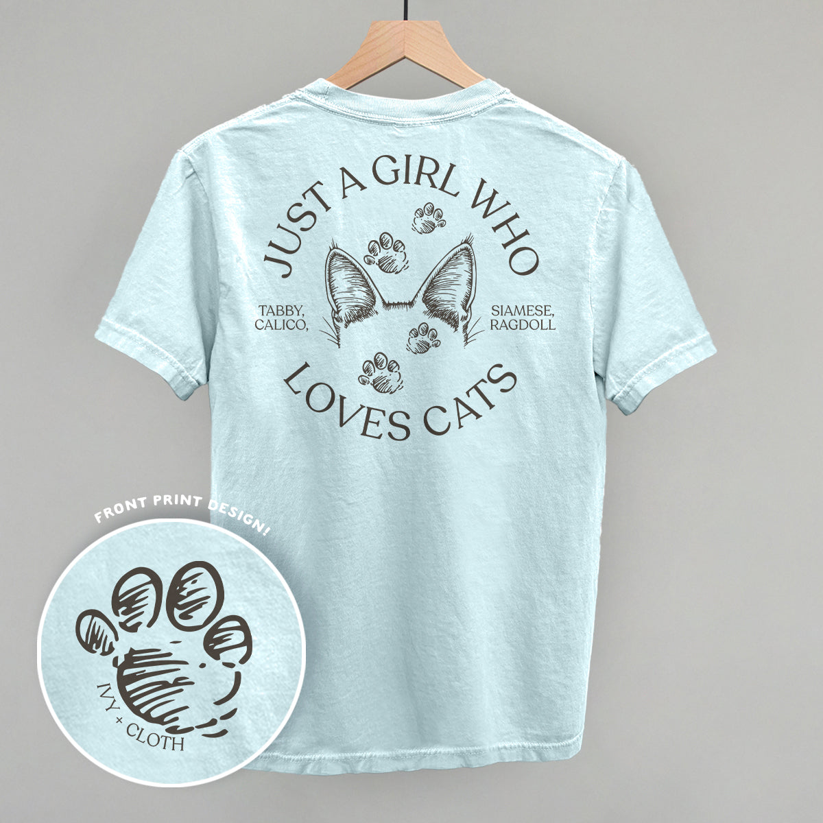 Just A Girl Who Loves Cats graphic top in Chambray