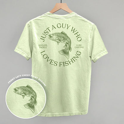 Just A Guy Who Loves Fishing (Back Print) Funny Comfort Colors T-Shirt in Chic Lime – Ivy + Cloth