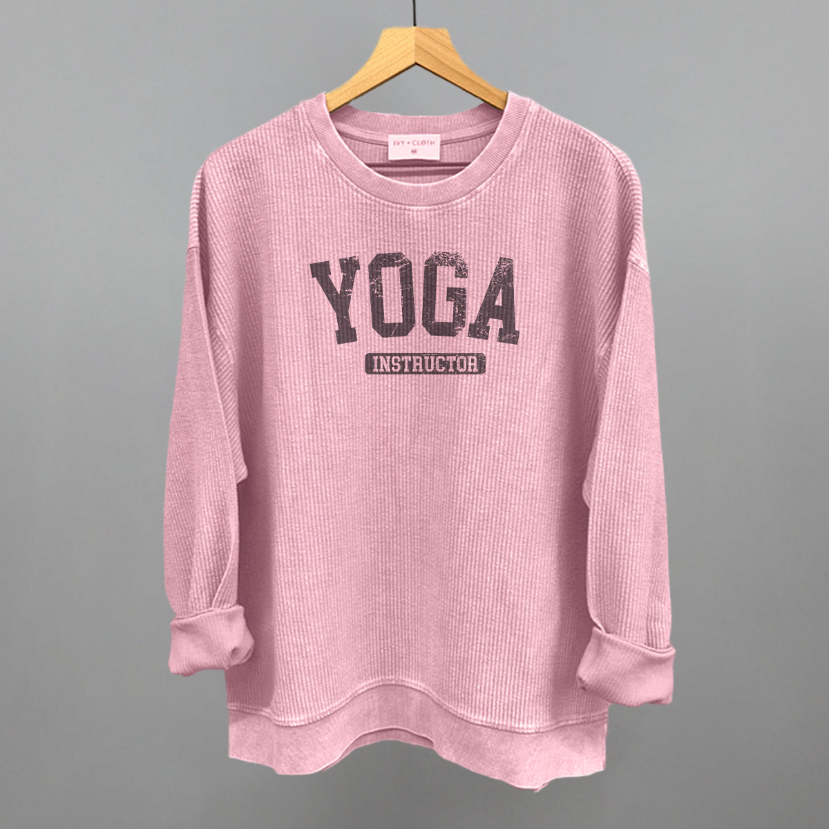 Yoga Instructor Funny Oversized Corded Crewneck Sweatshirt in Blossom Pink – Ivy + Cloth
