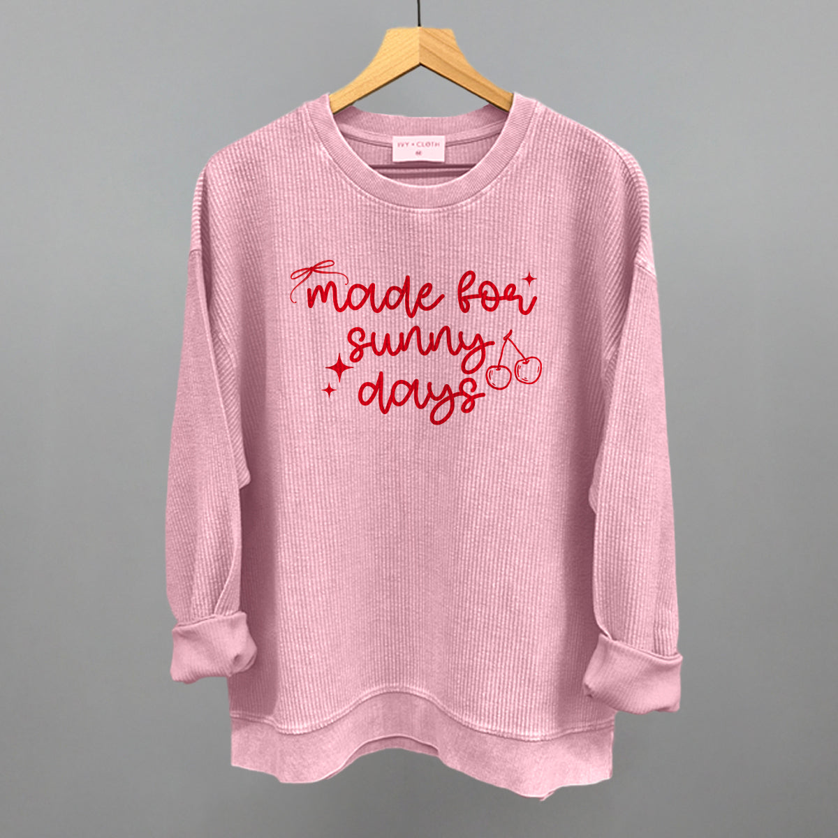 Made For Sunny Days Summer graphic oversized corded crew in Blossom Pink