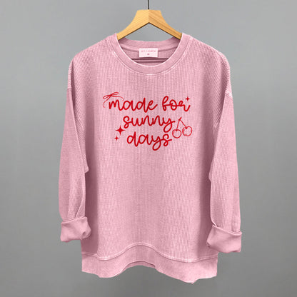Made For Sunny Days Summer graphic oversized corded crew in Blossom Pink