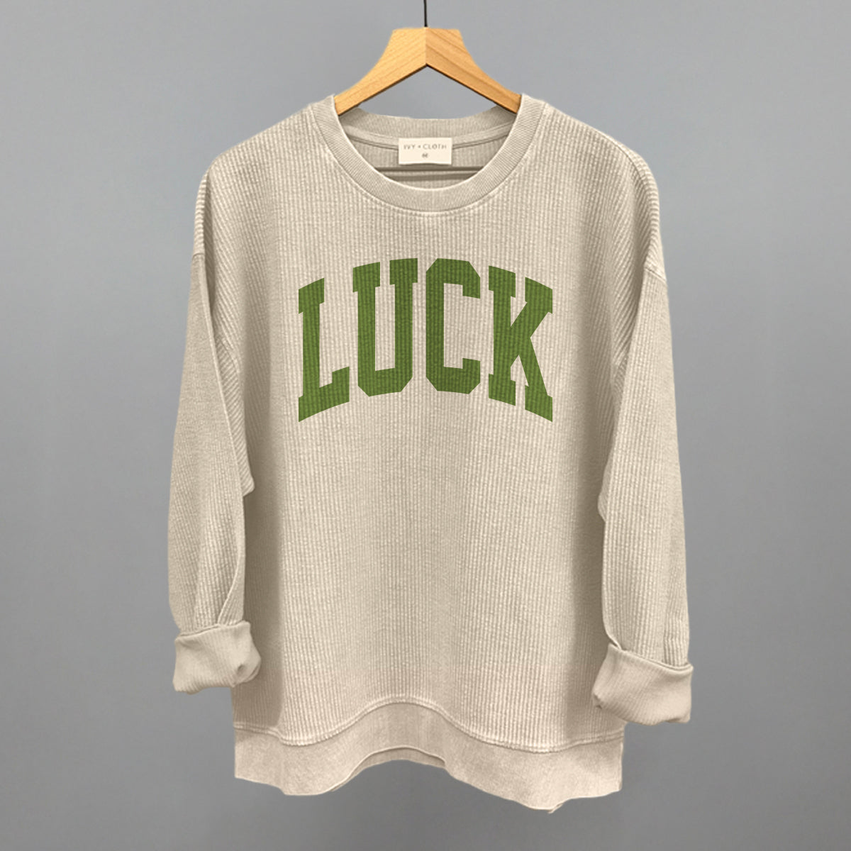 Luck Arch Funny Oversized Corded Crewneck Sweatshirt in Moonbeam – Ivy + Cloth
