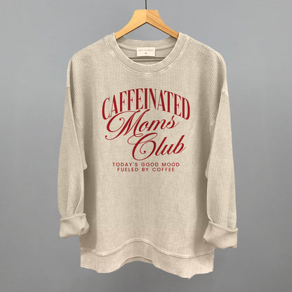 Caffeinated Moms Club graphic oversized corded crew in Moonbeam
