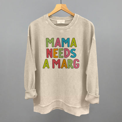 Mama Needs A Marg Colorful Funny Oversized Corded Crewneck Sweatshirt in Moonbeam – Ivy + Cloth