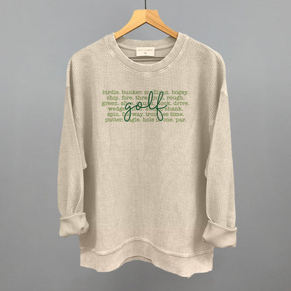 Golf Terms With Script Funny Oversized Corded Crewneck Sweatshirt in Moonbeam – Ivy + Cloth