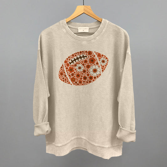Floral Football Orange Funny Oversized Corded Crewneck Sweatshirt in Moonbeam – Ivy + Cloth
