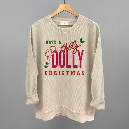 Holly Dolly Christmas Funny Oversized Corded Crewneck Sweatshirt in Moonbeam – Ivy + Cloth