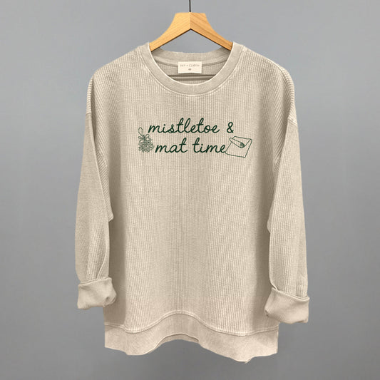 Mistletoe & Mat Time Funny Oversized Corded Crewneck Sweatshirt in Moonbeam – Ivy + Cloth