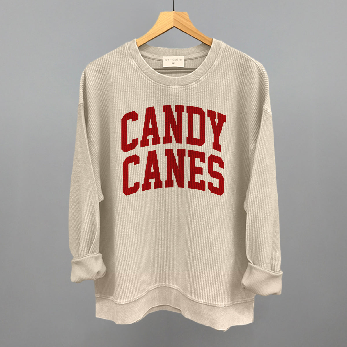 Candy Canes Arch Funny Oversized Corded Crewneck Sweatshirt in Moonbeam – Ivy + Cloth