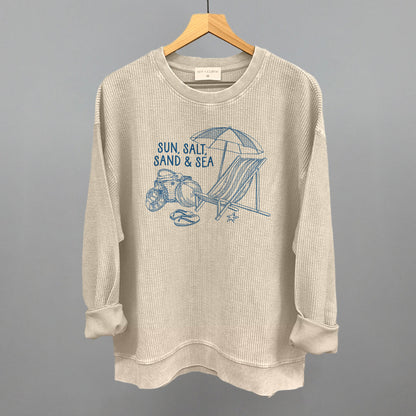 Sun, Salt, Sand & Sea Funny Oversized Corded Crewneck Sweatshirt in Moonbeam – Ivy + Cloth