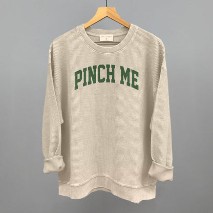 Pinch Me Arch Funny Oversized Corded Crewneck Sweatshirt in Moonbeam – Ivy + Cloth