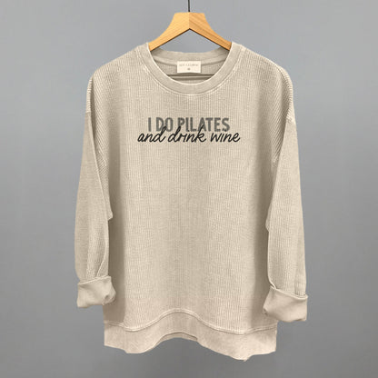 I Do Yoga And Drink Wine Funny Oversized Corded Crewneck Sweatshirt in Moonbeam – Ivy + Cloth