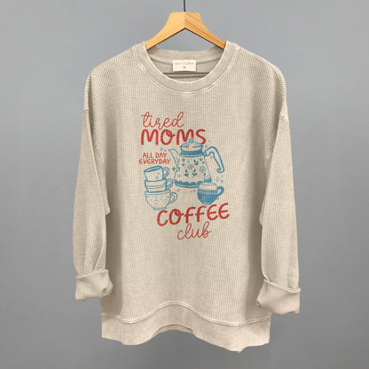 Tired Moms Coffee Club Doodle Funny Oversized Corded Crewneck Sweatshirt in Moonbeam – Ivy + Cloth