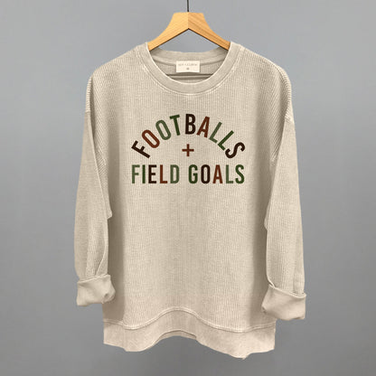 Footballs and Field Goals graphic oversized corded crew in Moonbeam
