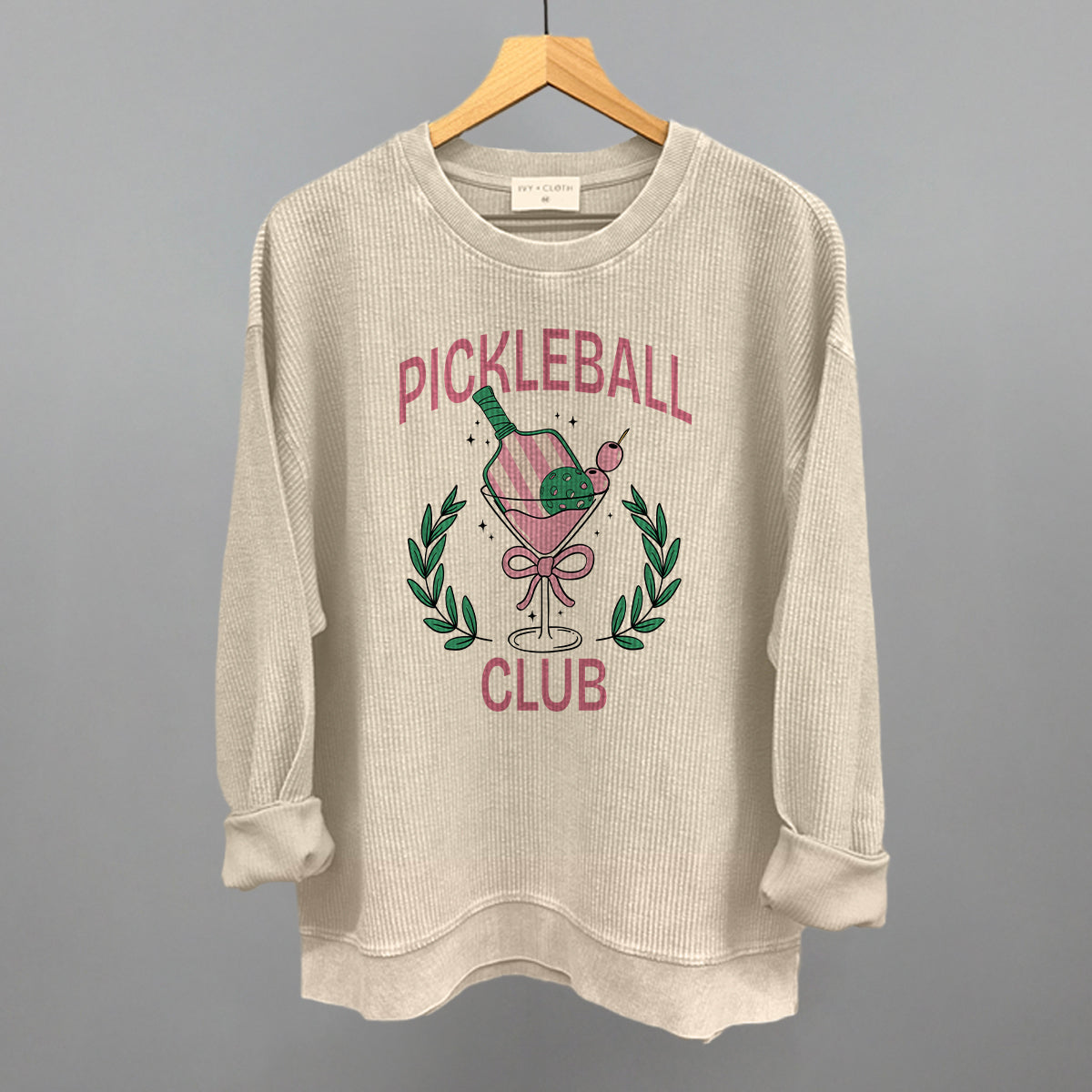 Pickleball Club Martini Funny Oversized Corded Crewneck Sweatshirt in Moonbeam – Ivy + Cloth
