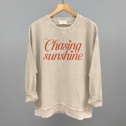 Chasing Sunshine Funny Oversized Corded Crewneck Sweatshirt in Moonbeam – Ivy + Cloth