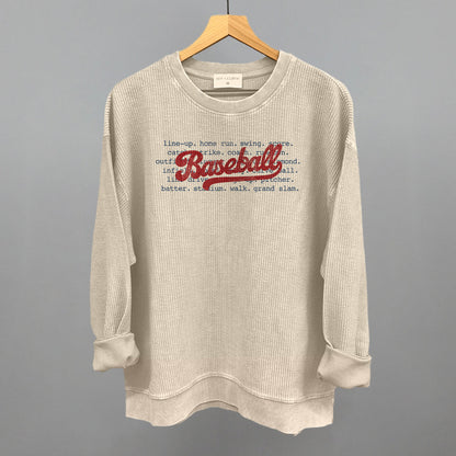 Baseball Terms Funny Oversized Corded Crewneck Sweatshirt in Moonbeam – Ivy + Cloth