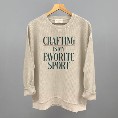 Crafting Is My Favorite Sport graphic oversized corded crew in Moonbeam