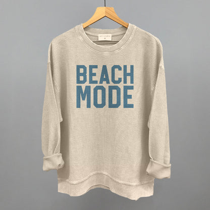 Beach Mode graphic oversized corded crew in Moonbeam