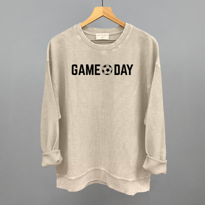 Game Day Soccer Ball Funny Oversized Corded Crewneck Sweatshirt in Moonbeam – Ivy + Cloth
