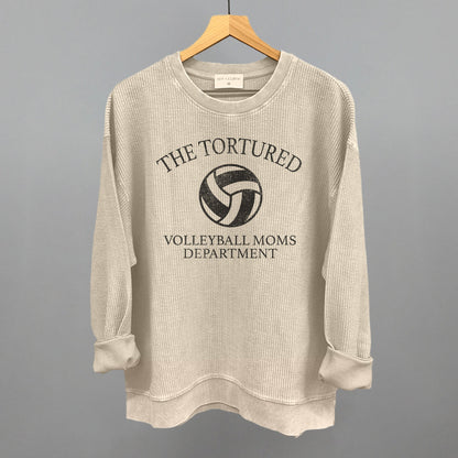 The Tortured Volleyball Moms Department Funny Oversized Corded Crewneck Sweatshirt in Moonbeam – Ivy + Cloth