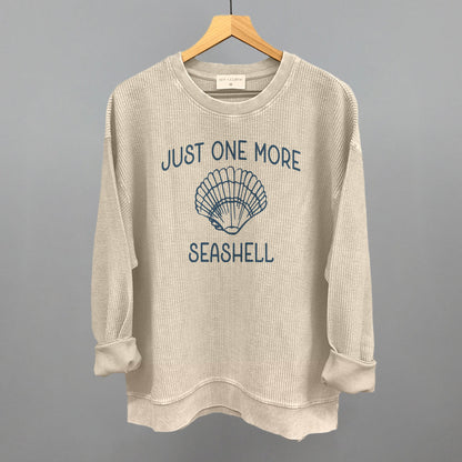 Just One More Seashell Beach graphic oversized corded crew in Moonbeam