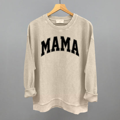 Mama graphic oversized corded crew in Moonbeam