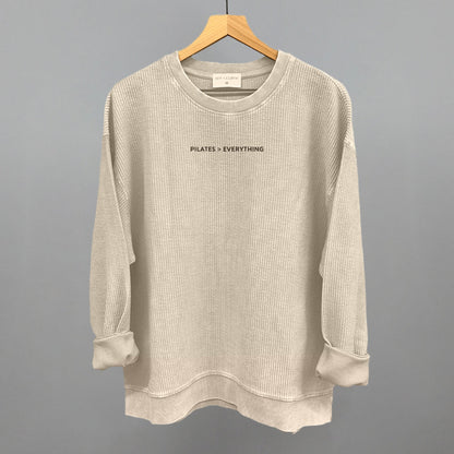 Pilates > Everything Funny Oversized Corded Crewneck Sweatshirt in Moonbeam – Ivy + Cloth