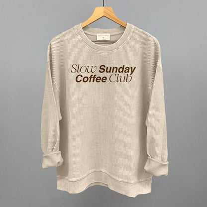 Slow Sundays Coffee Club Funny Oversized Corded Crewneck Sweatshirt in Moonbeam – Ivy + Cloth