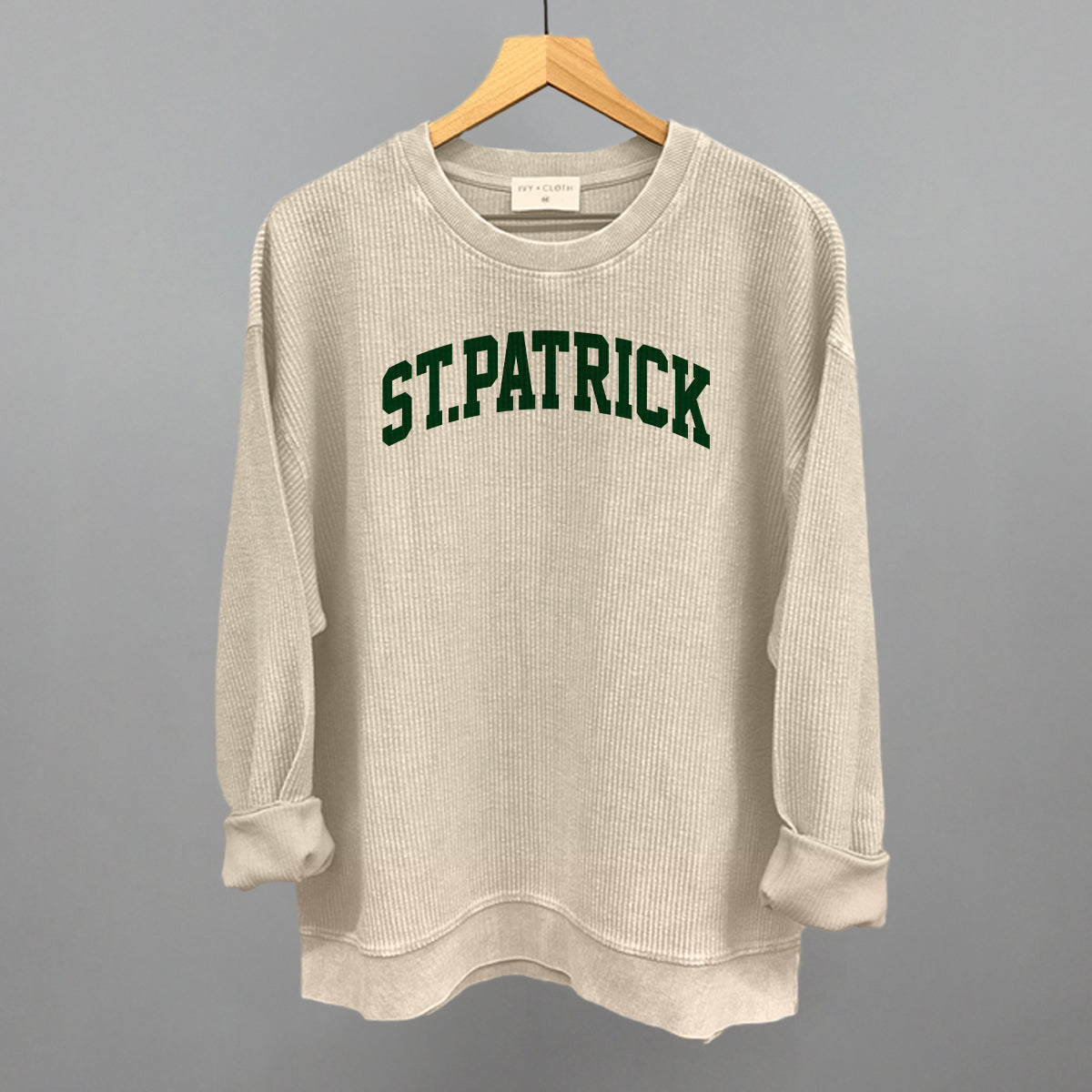 St.Patrick Arch Funny Oversized Corded Crewneck Sweatshirt in Moonbeam – Ivy + Cloth