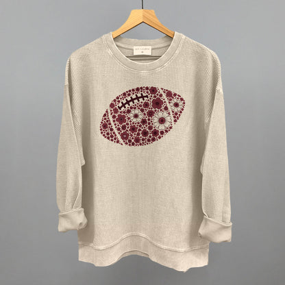 Floral Football Maroon Funny Oversized Corded Crewneck Sweatshirt in Moonbeam – Ivy + Cloth