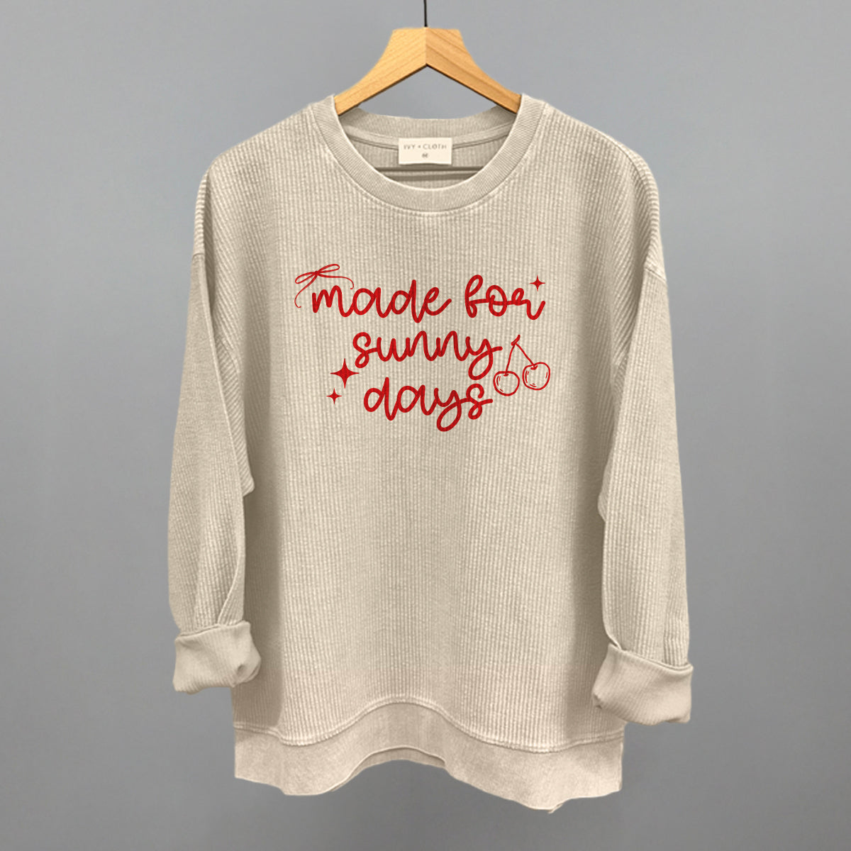 Made For Sunny Days Summer graphic oversized corded crew in Moonbeam