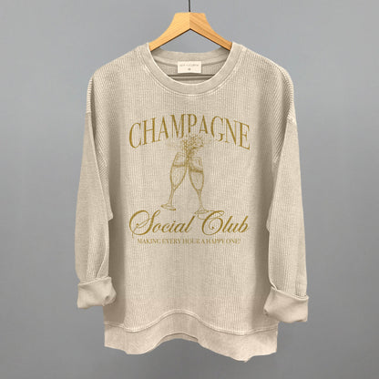 Champagne Social Club Funny Oversized Corded Crewneck Sweatshirt in Moonbeam – Ivy + Cloth