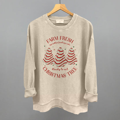 Farm Fresh Christmas Tree Cake Funny Oversized Corded Crewneck Sweatshirt in Moonbeam – Ivy + Cloth