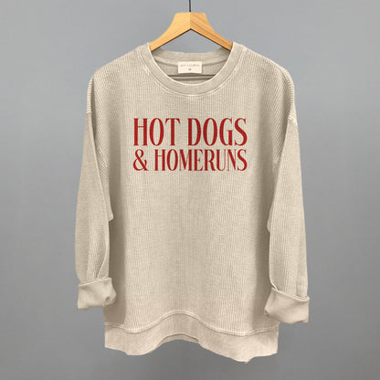 Hot Dogs & Homeruns Baseball graphic oversized corded crew in Moonbeam