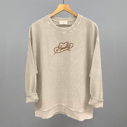 Howdy (Hat + Sparkles) Funny Oversized Corded Crewneck Sweatshirt in Moonbeam – Ivy + Cloth