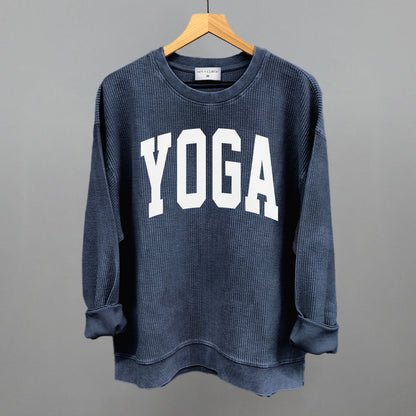 Yoga Arch Funny Oversized Corded Crewneck Sweatshirt in Navy – Ivy + Cloth