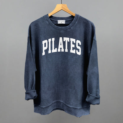 Pilates Arch (White) Funny Oversized Corded Crewneck Sweatshirt in Navy – Ivy + Cloth