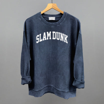 Slam Dunk Arch Funny Oversized Corded Crewneck Sweatshirt in Navy – Ivy + Cloth