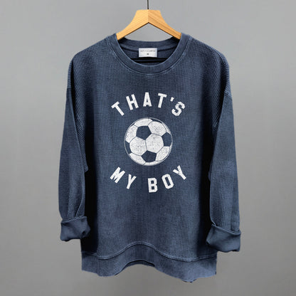 That's My Boy Soccer Funny Oversized Corded Crewneck Sweatshirt in Navy – Ivy + Cloth