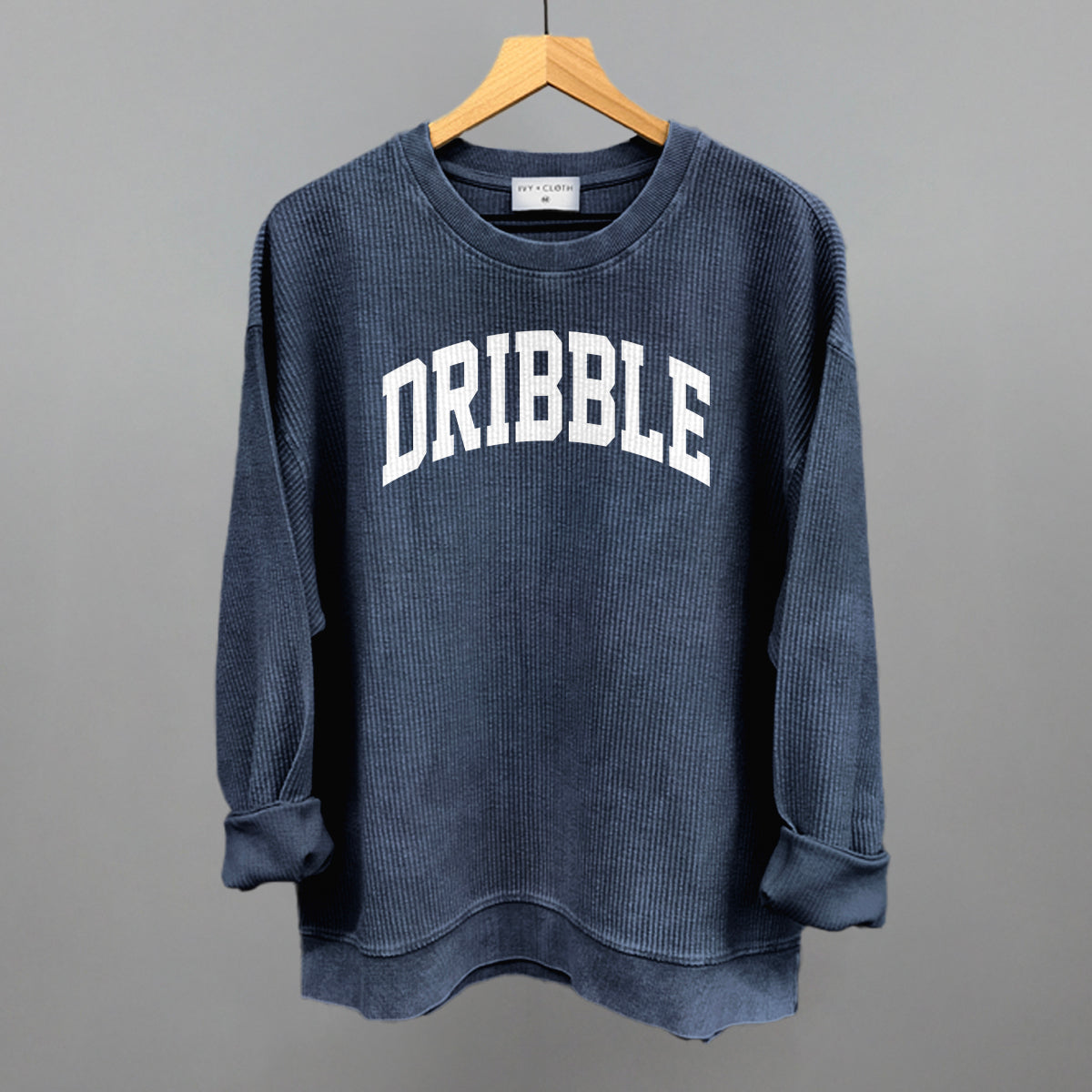 Dribble Arch Funny Oversized Corded Crewneck Sweatshirt in Navy – Ivy + Cloth